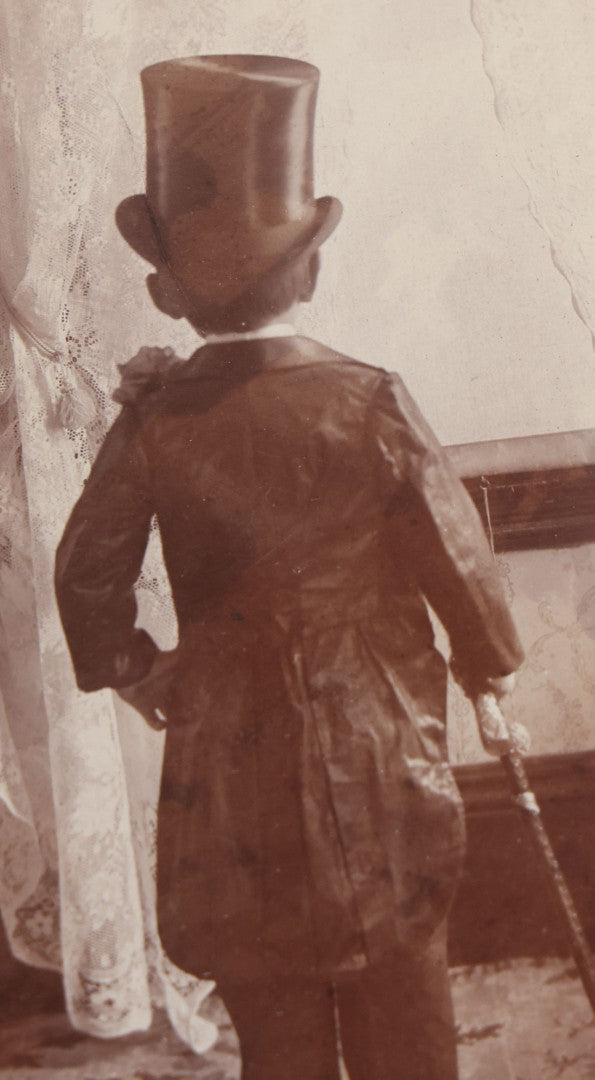 Lot 009 - Antique Hand Made Child's Tuxedo Made For Earle Everett Pinkham, Senior, By His Mother, Along With Two Photographs Showing The Front And Back Of Earle In Tux, With Provenance On Verso, Circa 1895