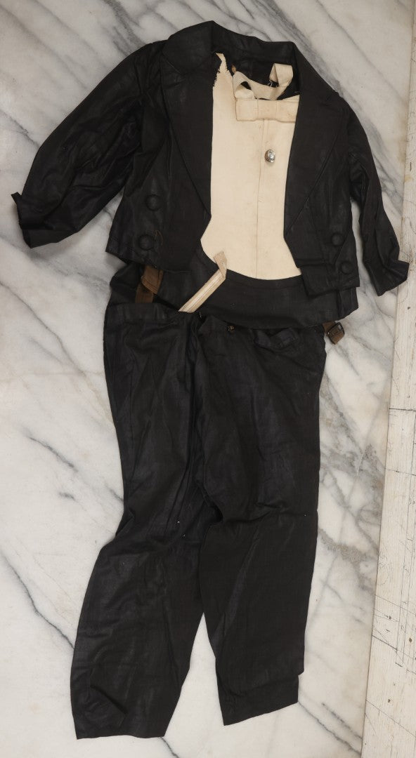 Lot 009 - Antique Hand Made Child's Tuxedo Made For Earle Everett Pinkham, Senior, By His Mother, Along With Two Photographs Showing The Front And Back Of Earle In Tux, With Provenance On Verso, Circa 1895