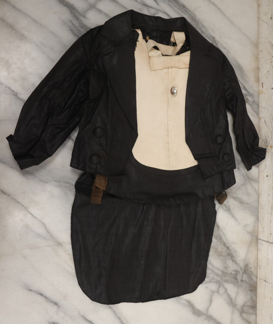 Lot 009 - Antique Hand Made Child's Tuxedo Made For Earle Everett Pinkham, Senior, By His Mother, Along With Two Photographs Showing The Front And Back Of Earle In Tux, With Provenance On Verso, Circa 1895