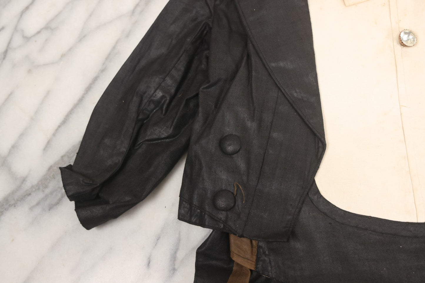 Lot 009 - Antique Hand Made Child's Tuxedo Made For Earle Everett Pinkham, Senior, By His Mother, Along With Two Photographs Showing The Front And Back Of Earle In Tux, With Provenance On Verso, Circa 1895