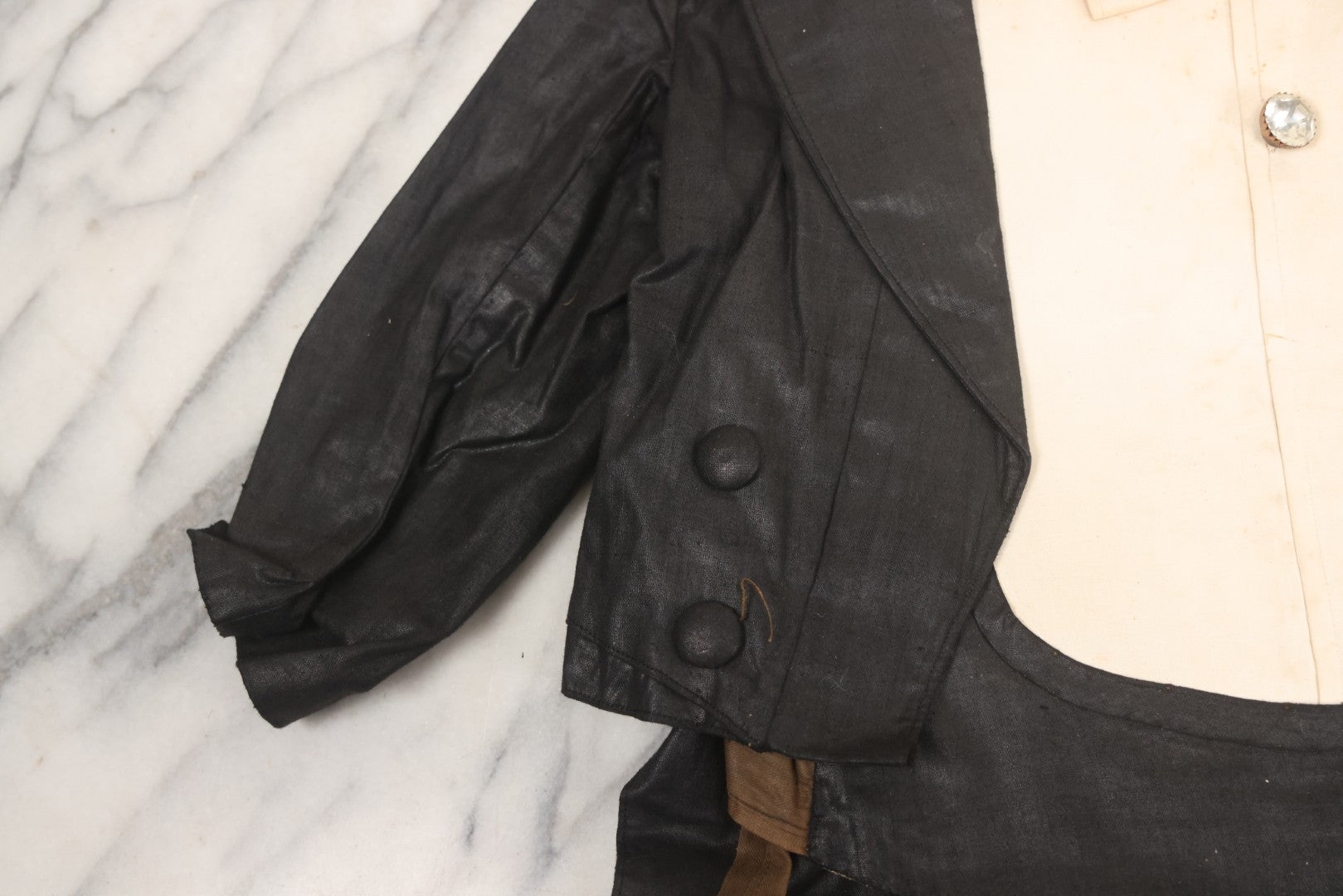 Lot 009 - Antique Hand Made Child's Tuxedo Made For Earle Everett Pinkham, Senior, By His Mother, Along With Two Photographs Showing The Front And Back Of Earle In Tux, With Provenance On Verso, Circa 1895