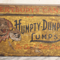 Lot 011 - Vintage Humpty-Dumpty Lumps, Cocoanut-Coated Candy Advertising Store Display Tin With Paper Labels, Clown Motif, "Everybody's Candy - The Candy That's Dandy," Liebenthal Bros. & Co., Note Severe Wear, Losses, Staining To Labels