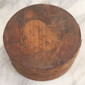 Lot 015 - Antique Folk Art Wooden Pantry Box With Comic, Startled Face Hand Carved Or Burned Into The Lid, 6-1/2" Diameter