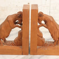 Lot 017 - Vintage Hand Carved Wooden Folk Art Mountain Goat Ram Bookends, Pair