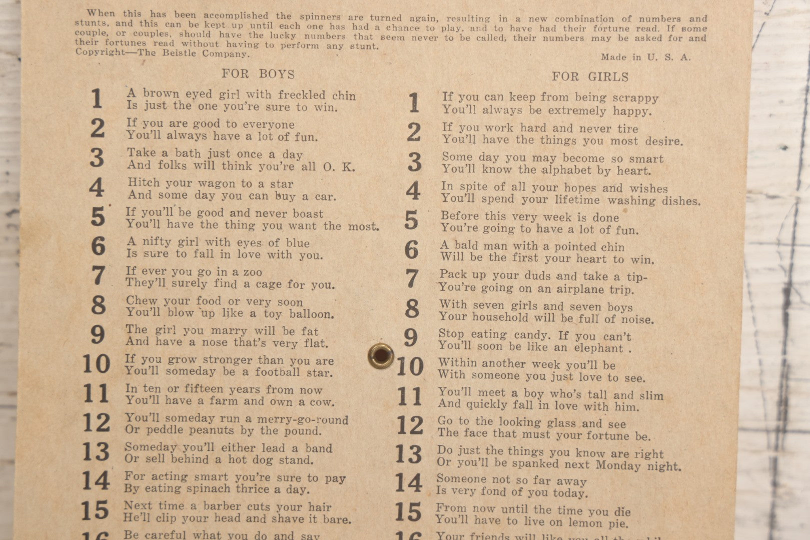 Lot 021 - Vintage Whirl-O Halloween Fortune And Stunt Game With Spinner, Laughing Cat And Pumpkin Motifs, "Whirl-O Fortunes" By Sandra Pearl, Manufactured By The Beistle Company, Made In U.S.A., Circa 1940s 