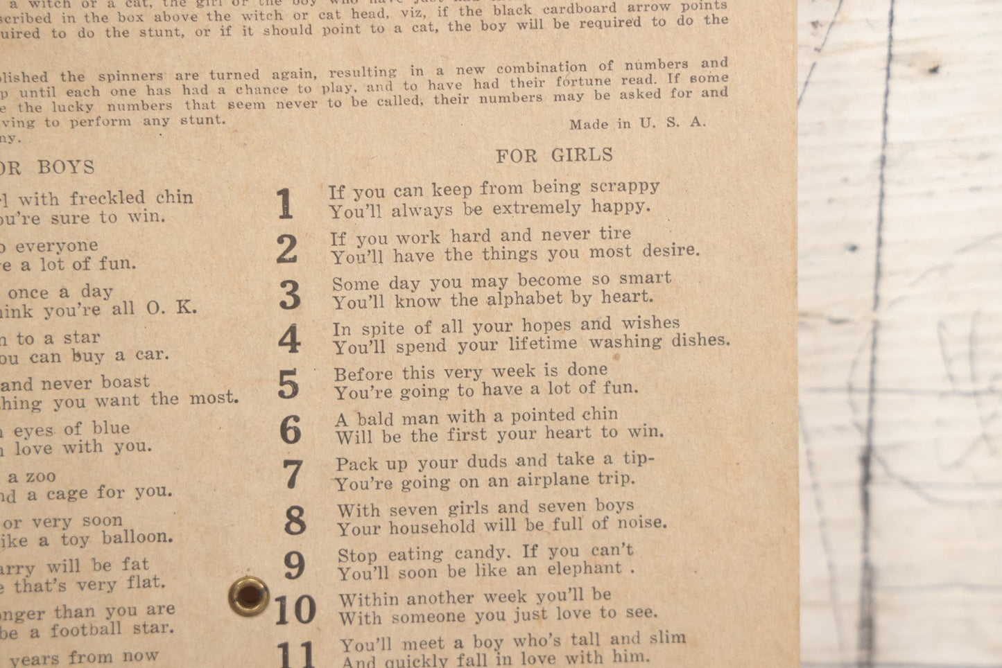 Lot 021 - Vintage Whirl-O Halloween Fortune And Stunt Game With Spinner, Laughing Cat And Pumpkin Motifs, "Whirl-O Fortunes" By Sandra Pearl, Manufactured By The Beistle Company, Made In U.S.A., Circa 1940s 