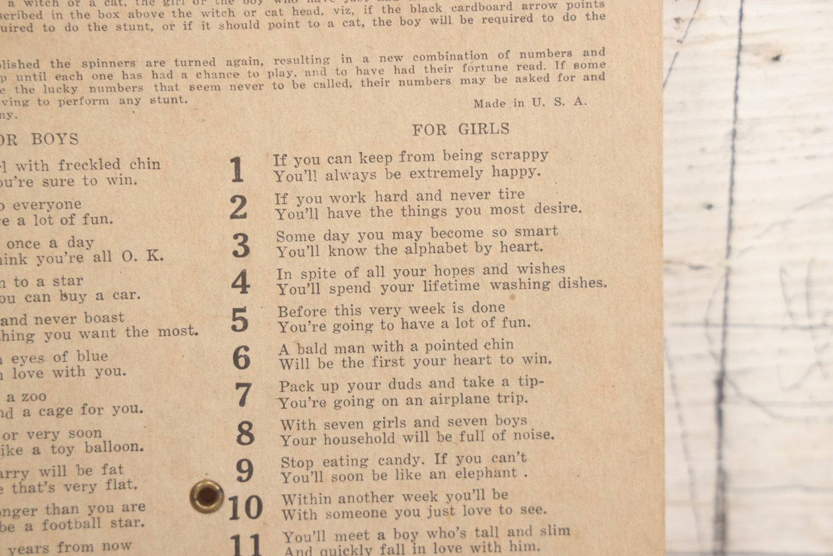 Lot 021 - Vintage Whirl-O Halloween Fortune And Stunt Game With Spinner, Laughing Cat And Pumpkin Motifs, "Whirl-O Fortunes" By Sandra Pearl, Manufactured By The Beistle Company, Made In U.S.A., Circa 1940s 