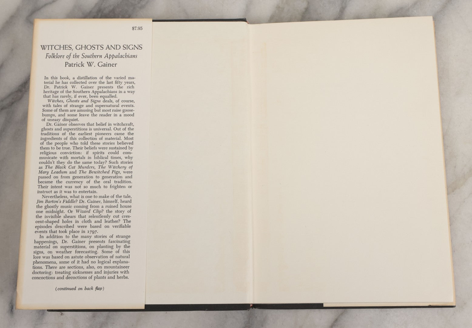 Lot 024 - "Witches, Ghosts, And Signs: Folklore Of The Southern Appalachians" Vintage Book By Patrick W. Gainer, With Original Dust Jacket, First Edition, Seneca Books, Publisher, Grantsville, West Virginia, 1975