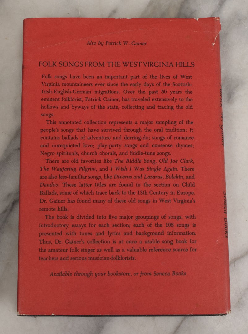 Lot 024 - "Witches, Ghosts, And Signs: Folklore Of The Southern Appalachians" Vintage Book By Patrick W. Gainer, With Original Dust Jacket, First Edition, Seneca Books, Publisher, Grantsville, West Virginia, 1975