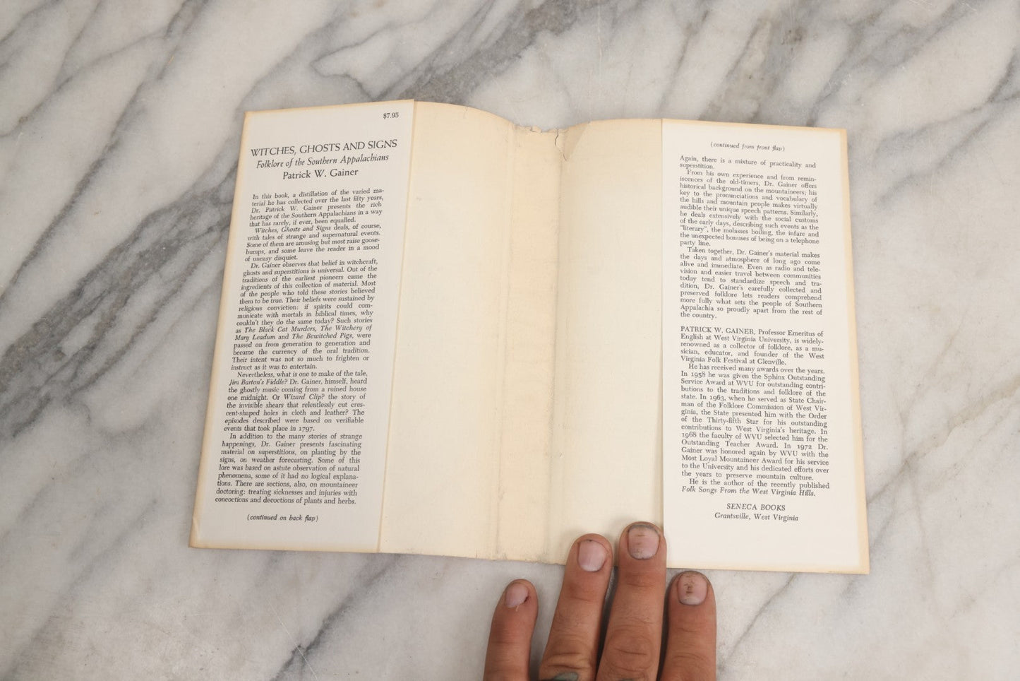 Lot 024 - "Witches, Ghosts, And Signs: Folklore Of The Southern Appalachians" Vintage Book By Patrick W. Gainer, With Original Dust Jacket, First Edition, Seneca Books, Publisher, Grantsville, West Virginia, 1975