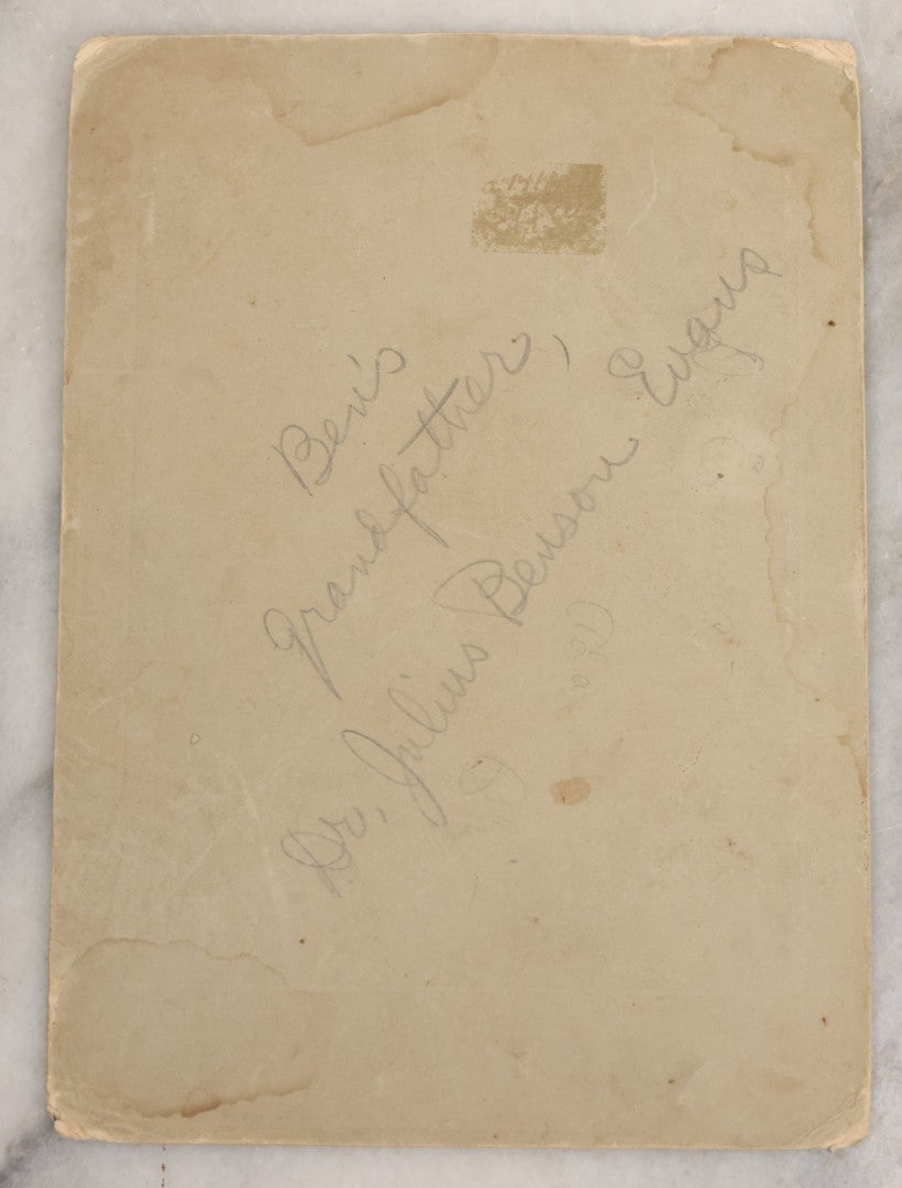 Lot 027 - Pair Of Antique Boarded Photographs Of Dr. Julius Benson Evans In Life And Death, Including Occupational Photo Of Doctor With Bag, And Post Mortem Photo Of Deceased Doctor Lying At Rest