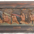Lot 029 - Antique Chalkware Iroquois Native American Tribe Plaque In Frame, Copyright 1901, Note Very Badly Damaged, 23-1/4" x 10-5/8"