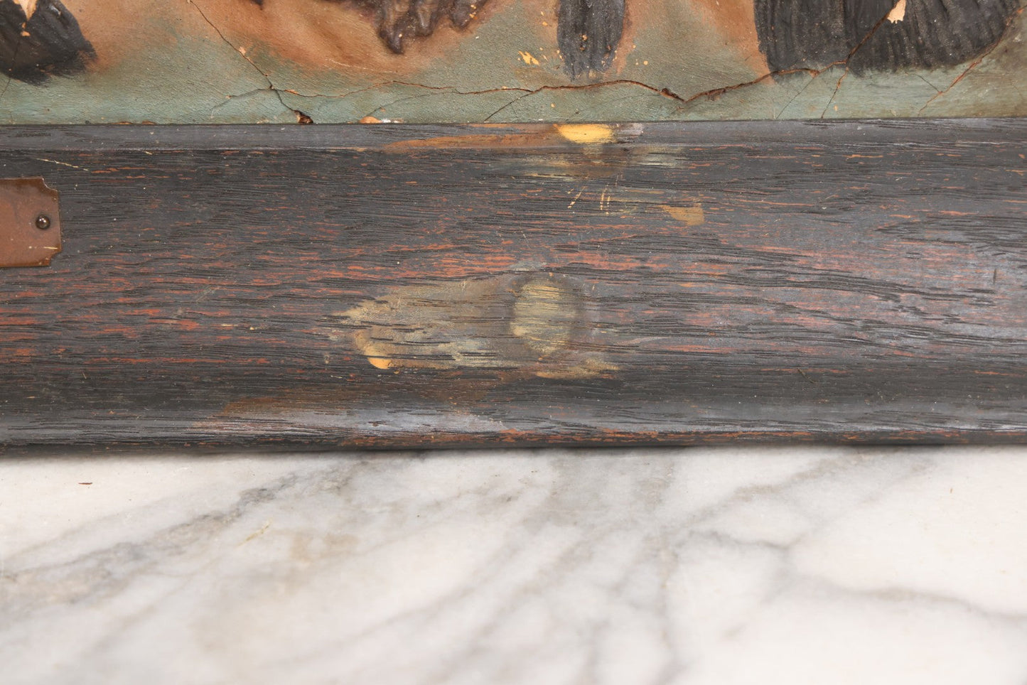 Lot 029 - Antique Chalkware Iroquois Native American Tribe Plaque In Frame, Copyright 1901, Note Very Badly Damaged