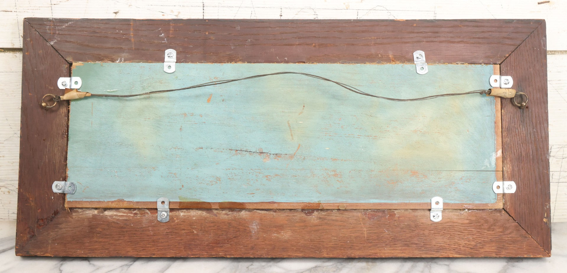 Lot 029 - Antique Chalkware Iroquois Native American Tribe Plaque In Frame, Copyright 1901, Note Very Badly Damaged