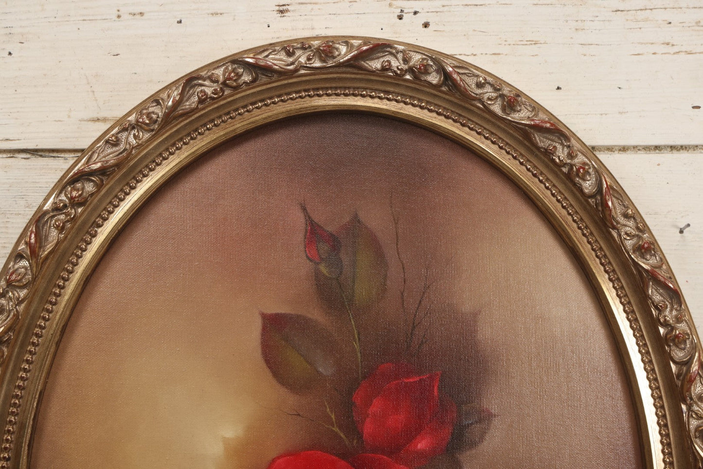 Lot 032 - Vintage Oil On Canvas Painting Or Deep Red Roses, Titled "Her Majesty," Joyce Nelson No. 818, Artist Signed, With Provenance On Verso, June 1981