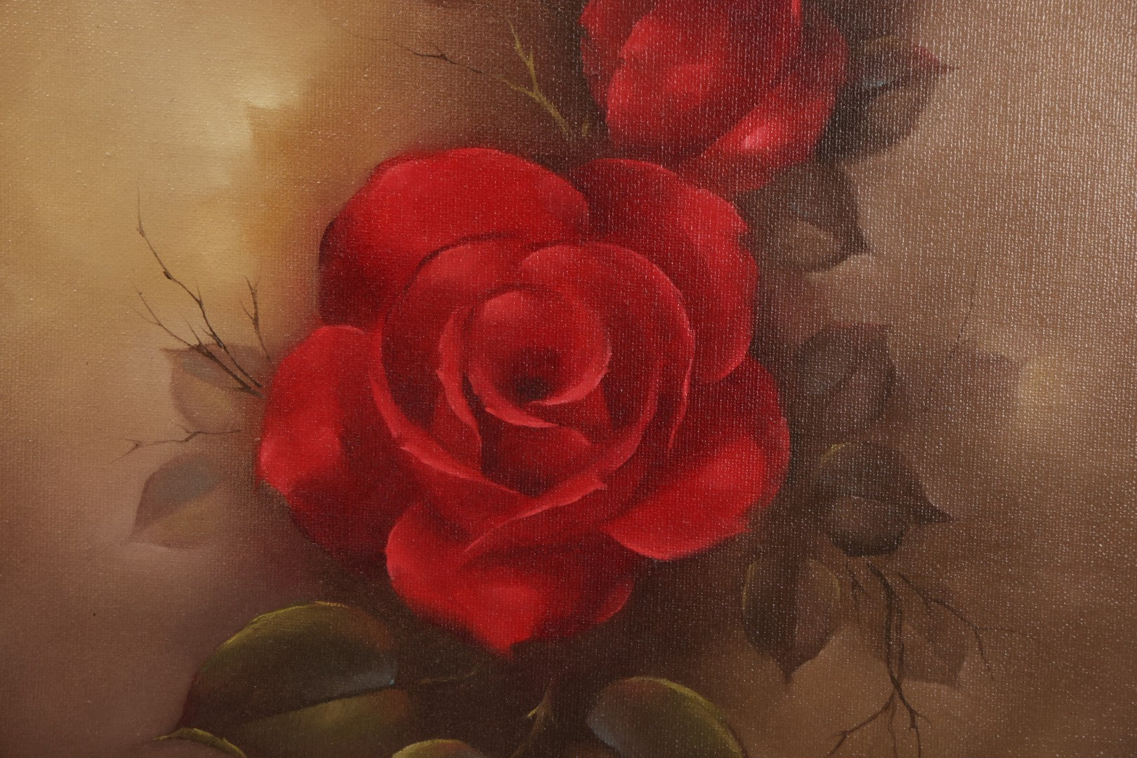 Lot 032 - Vintage Oil On Canvas Painting Or Deep Red Roses, Titled "Her Majesty," Joyce Nelson No. 818, Artist Signed, With Provenance On Verso, June 1981
