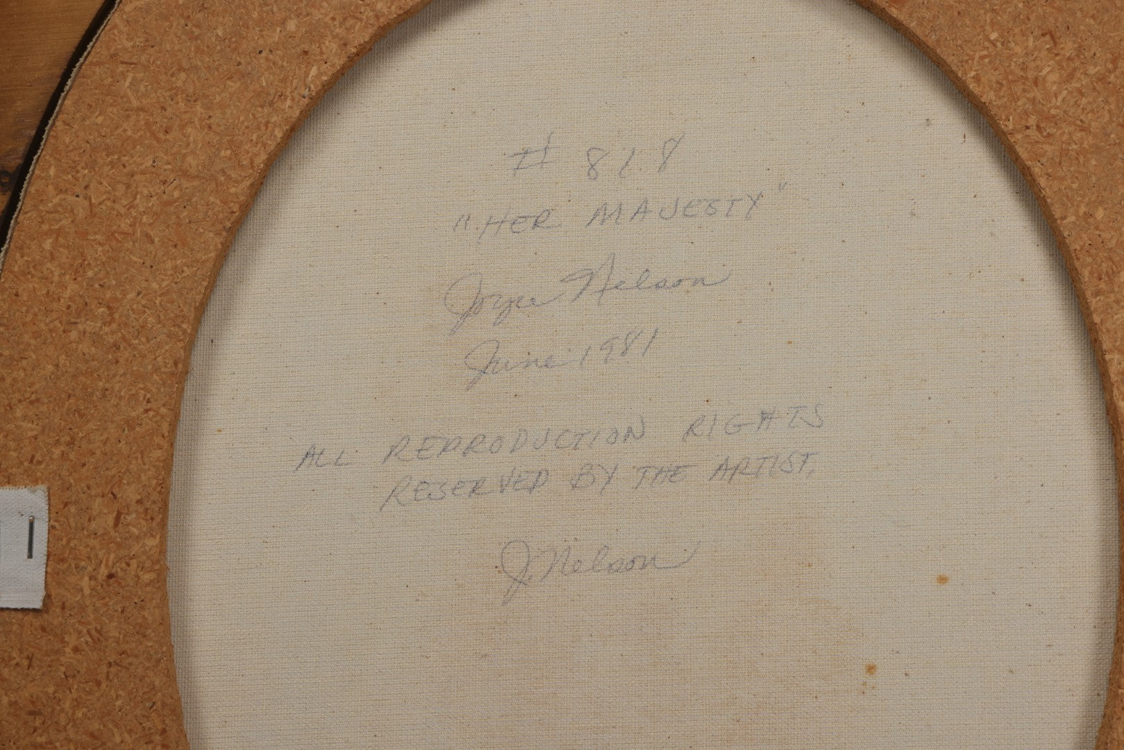 Lot 032 - Vintage Oil On Canvas Painting Or Deep Red Roses, Titled "Her Majesty," Joyce Nelson No. 818, Artist Signed, With Provenance On Verso, June 1981