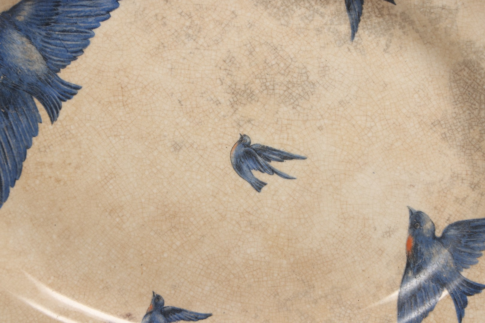 Lot 034 - Antique Hand Painted Dinner Platter With Bluebirds Motif, K.T. & K. China Hallmark, Knowles, Taylor, And Knowles