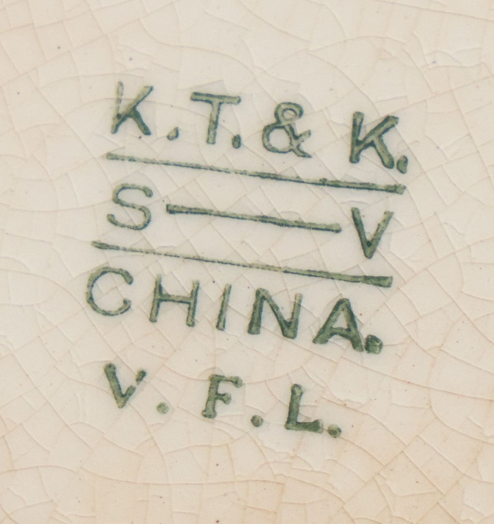 Lot 034 - Antique Hand Painted Dinner Platter With Bluebirds Motif, K.T. & K. China Hallmark, Knowles, Taylor, And Knowles