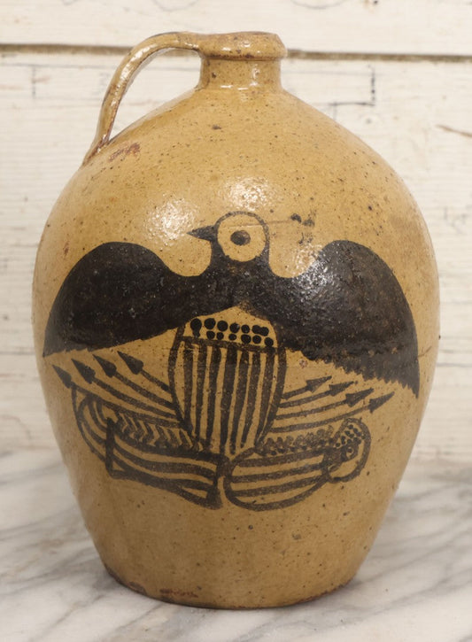Lot 035 - Vintage Americana Decor Pottery Stoneware Jug With Patriotic Eagle Motif, Circa 1970s