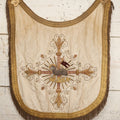 Lot 039 -  Antique Embroidered Religious Liturgical Priests Apron Bib With Agnus Dei Lamb And Cross Motif, Gold Fringe Trim