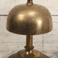 Lot 040 - Antique Brass Religious Ecclesiastical Altar Desk Bell With Cross Finial On Wooden Base, Loud, Satisfying Ring And Tone, 16" H