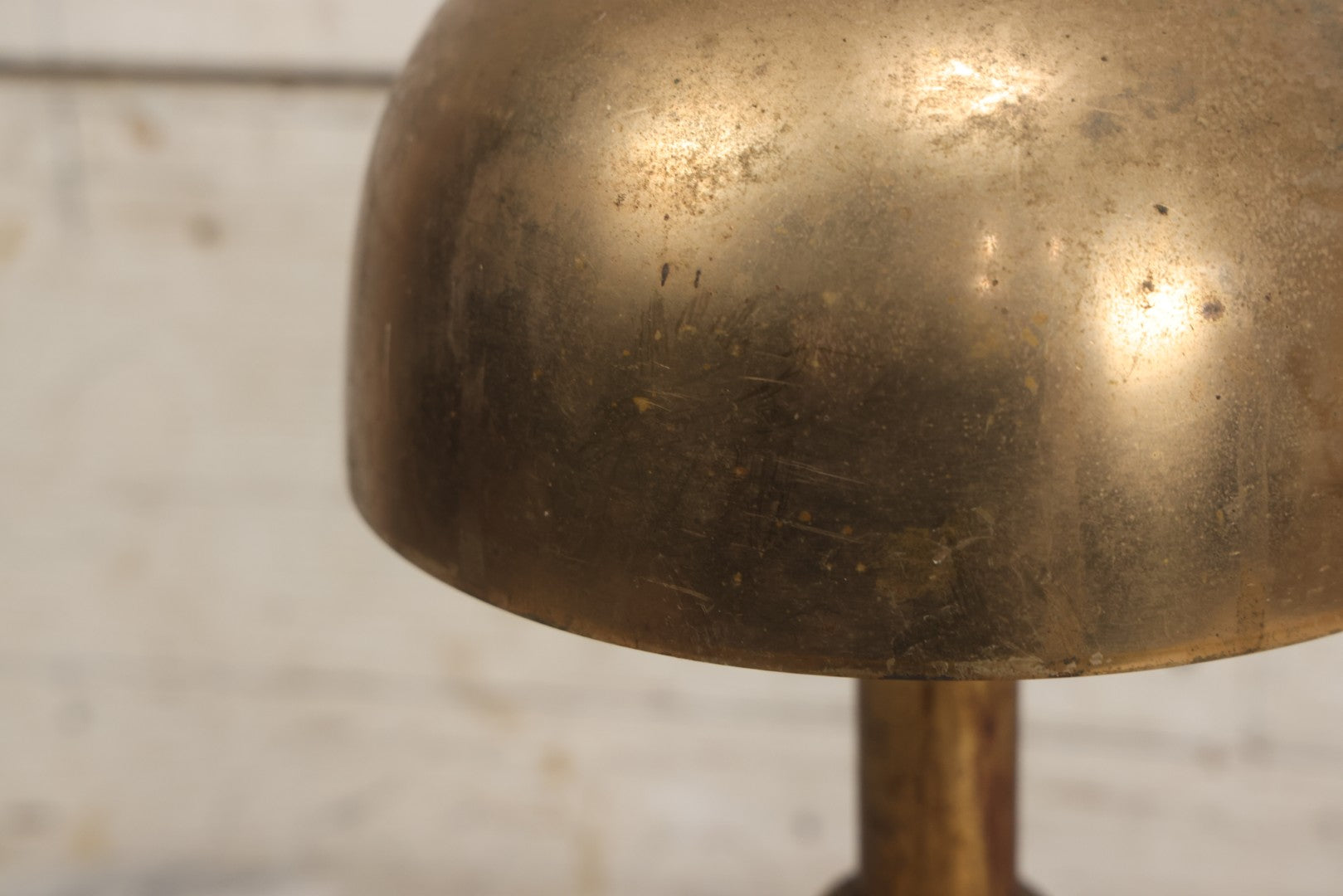 Lot 040 - Antique Brass Religious Ecclesiastical Altar Desk Bell With Cross Finial On Wooden Base, Loud, Satisfying Ring And Tone