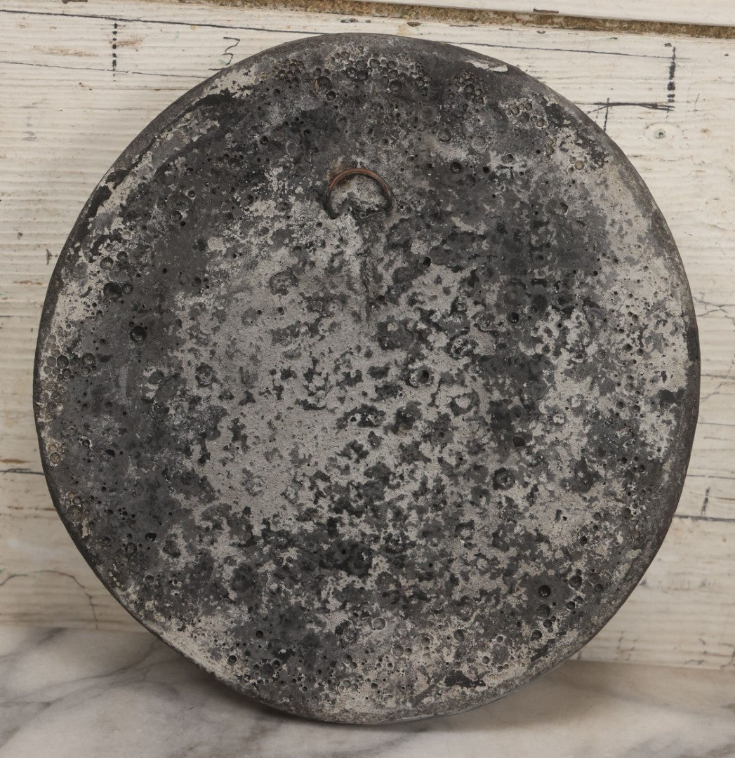 Lot 044 - Vintage Concrete Smiling Moon Man Wall Hanger With Silver Paint