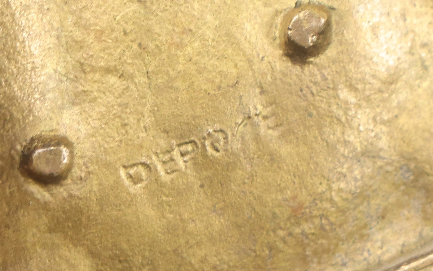 Lot 046 - Vintage Cast Brass Ashtray With Walking Miner Smoking Pipe, Carrying Pickaxe, World War Two Era, Stamped France, 1945, Depose