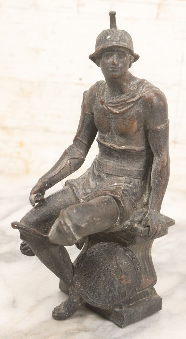 Lot 047 - Antique Spelter Roman Soldier Clock Topper Statue