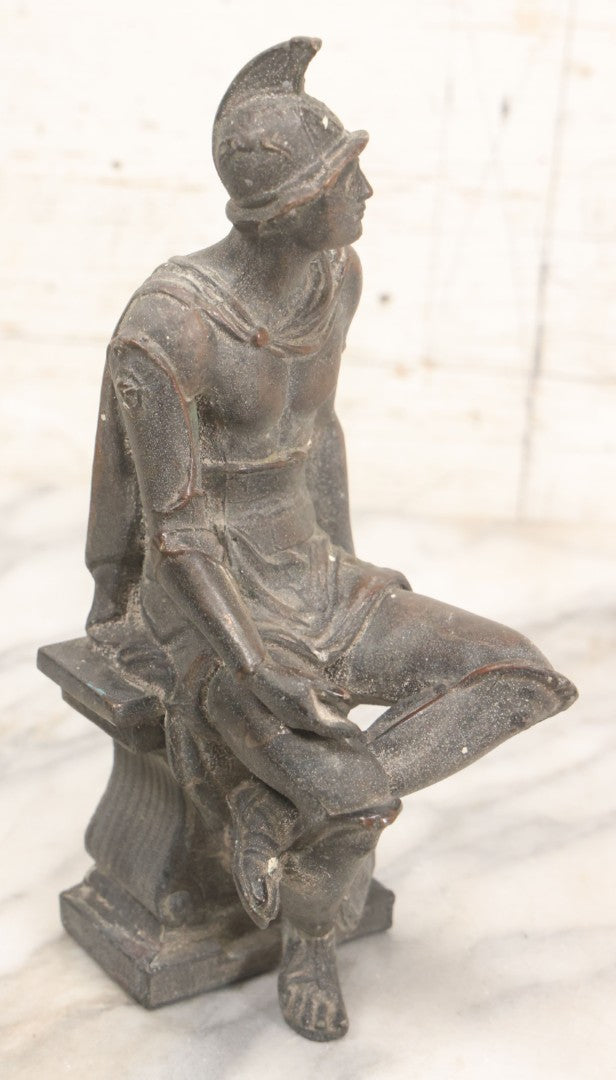 Lot 047 - Antique Spelter Roman Soldier Clock Topper Statue