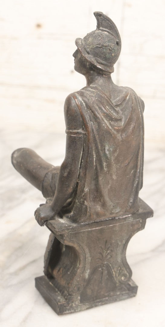 Lot 047 - Antique Spelter Roman Soldier Clock Topper Statue