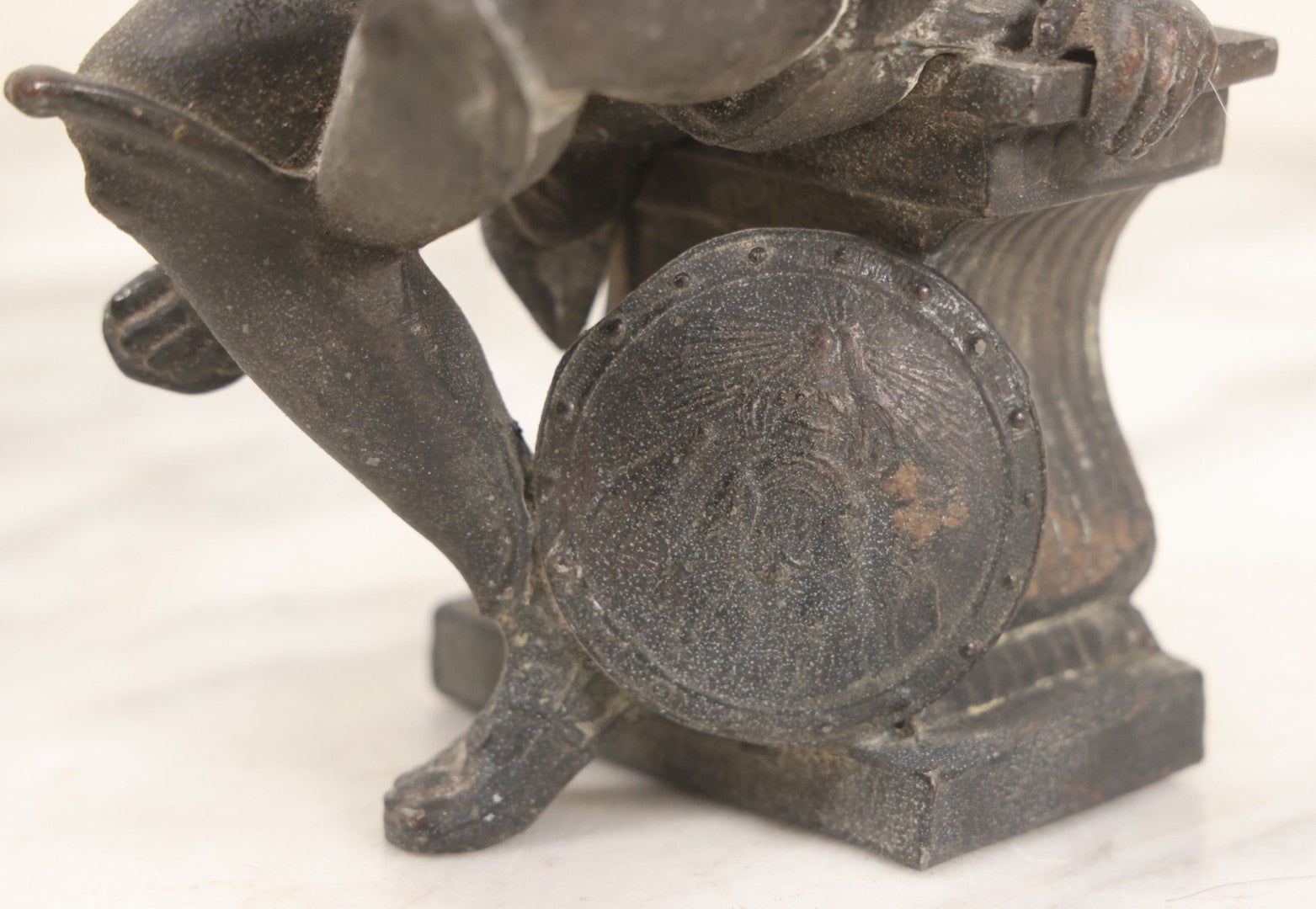 Lot 047 - Antique Spelter Roman Soldier Clock Topper Statue