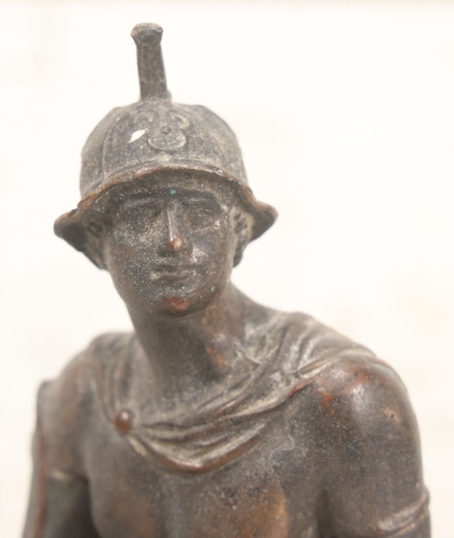 Lot 047 - Antique Spelter Roman Soldier Clock Topper Statue