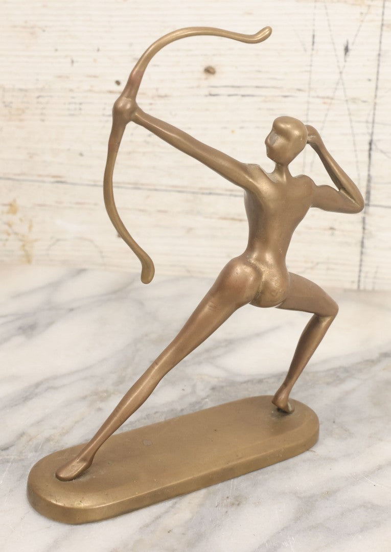 Lot 048 - Vintage Art Deco Cast Brass Archer Statue