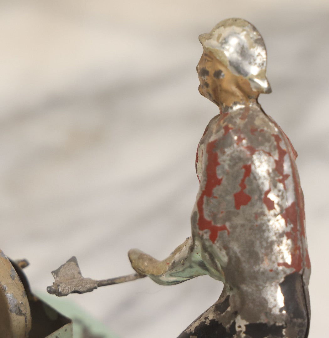 Lot 049 - Antique German Tin Occupational Toy, Man Working At Grinding Wheel, Note Paint Losses, Other Wear
