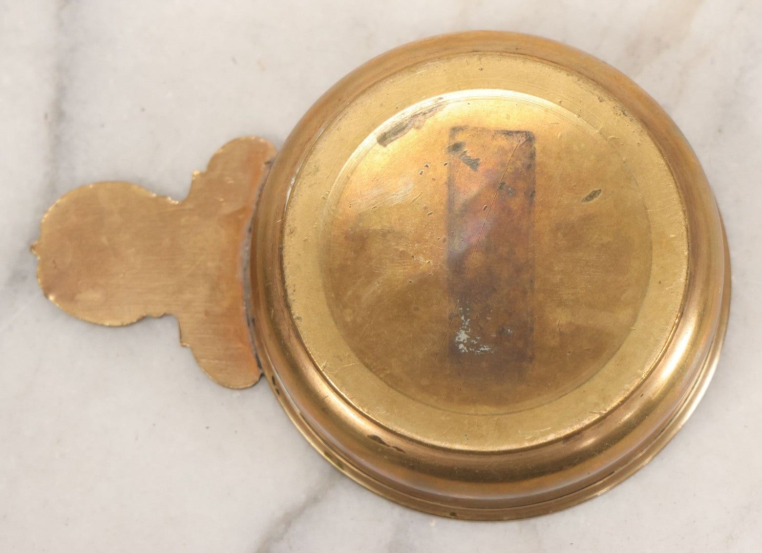 Lot 053 - Antique Brass Tastevin Wine Up With Soldier Figure, Commemorating 25th Anniversary Of Something, 1899-1924