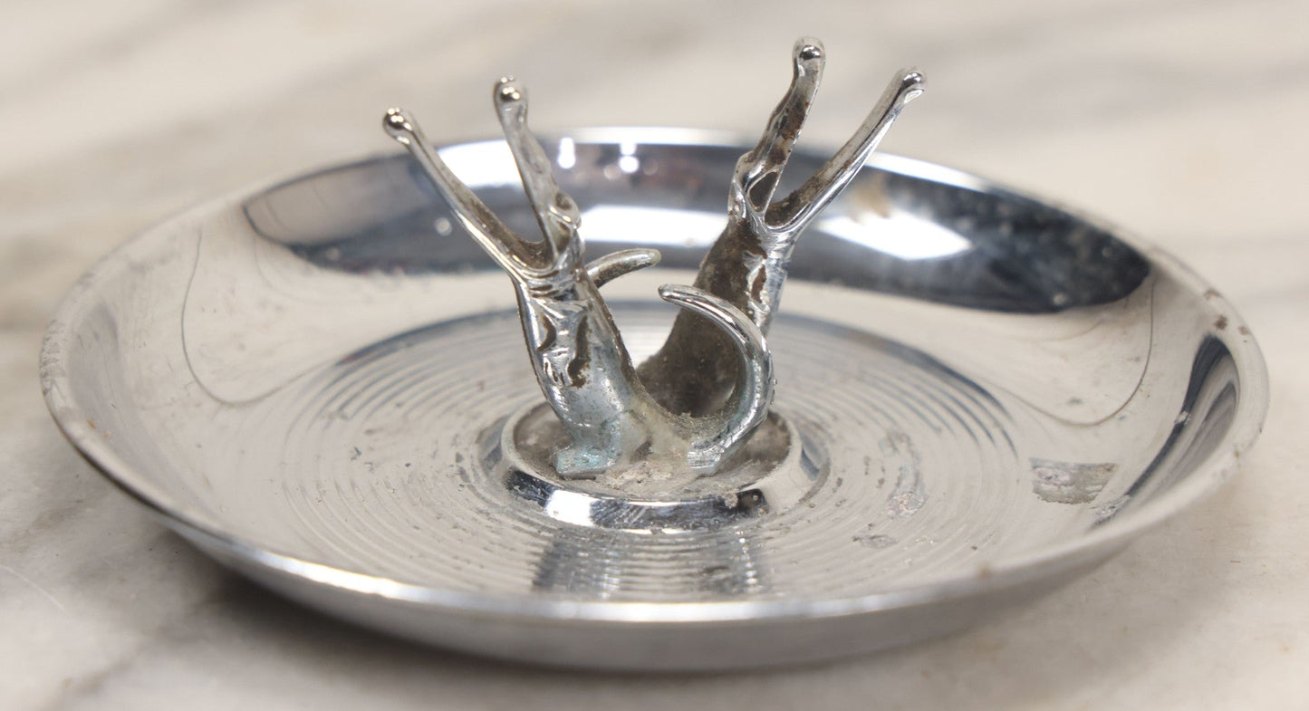 Lot 054 - Vintage Chromed Metal Alligator Roach Holder Ashtray, Manufactured By Pingherette, Made In U.S.A., Note Wear To Chrome