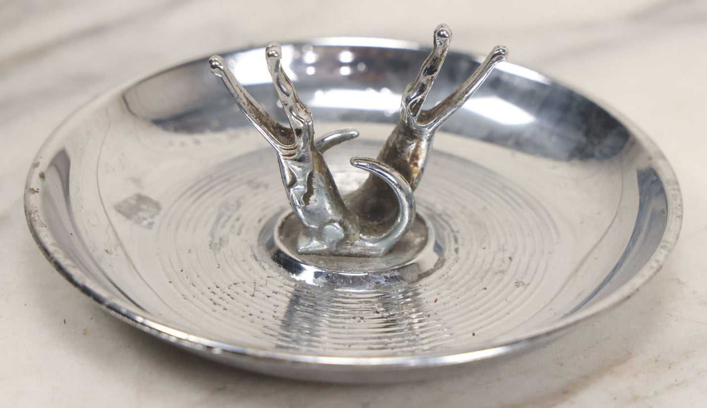 Lot 054 - Vintage Chromed Metal Alligator Roach Holder Ashtray, Manufactured By Pingherette, Made In U.S.A., Note Wear To Chrome