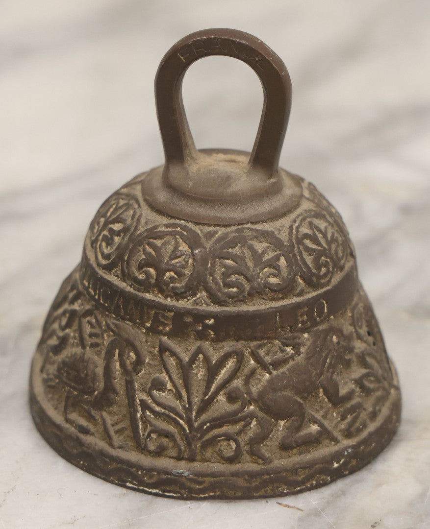 Lot 056 - Vintage Cast Brass Horoscope Dinner Bell With Handle