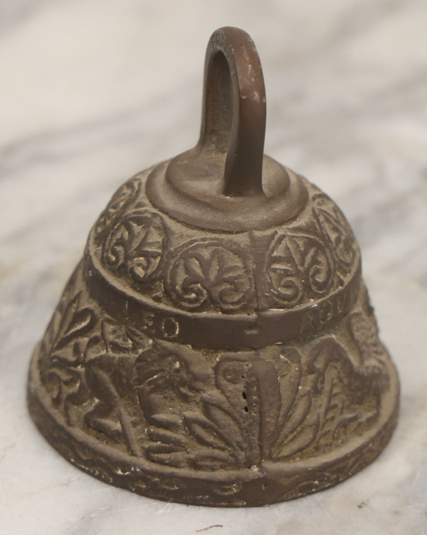 Lot 056 - Vintage Cast Brass Horoscope Dinner Bell With Handle