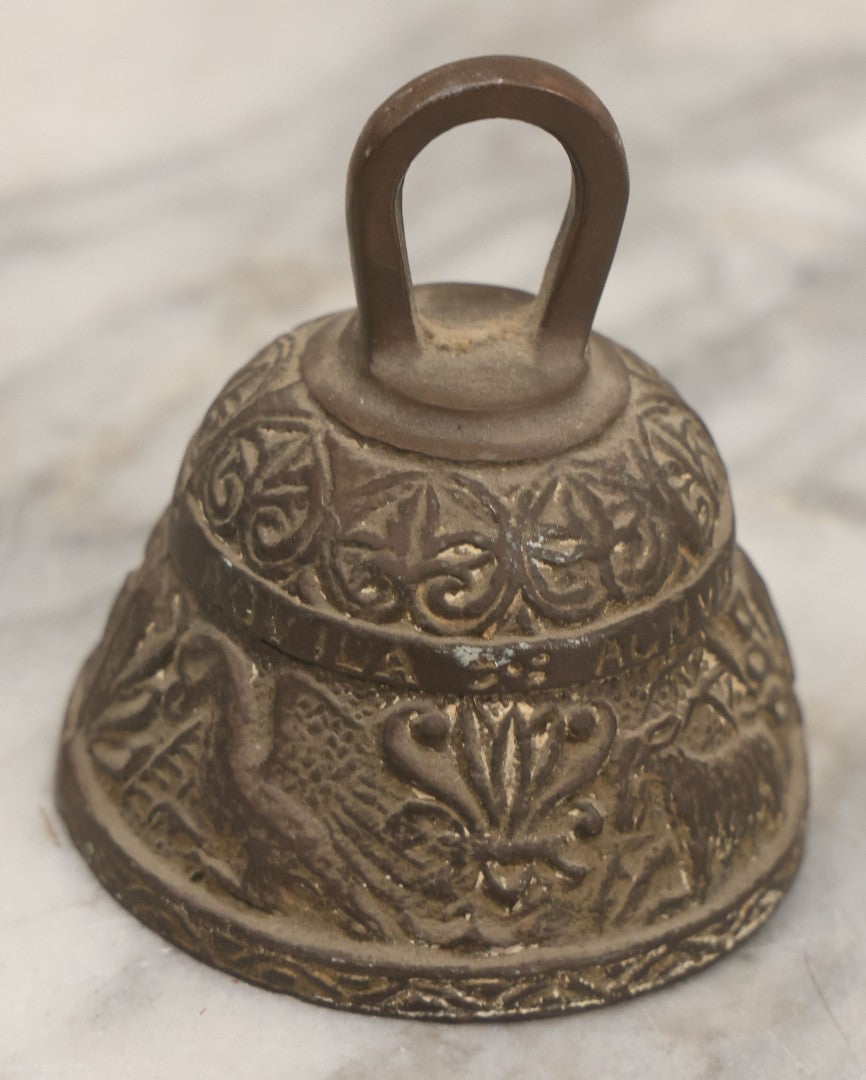 Lot 056 - Vintage Cast Brass Horoscope Dinner Bell With Handle