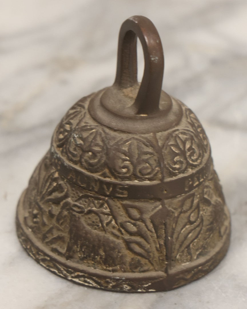 Lot 056 - Vintage Cast Brass Horoscope Dinner Bell With Handle