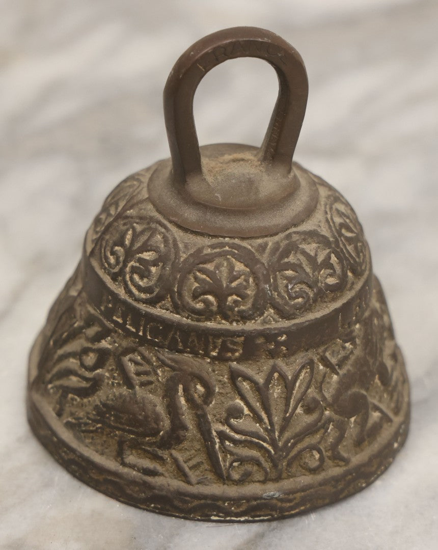 Lot 056 - Vintage Cast Brass Horoscope Dinner Bell With Handle