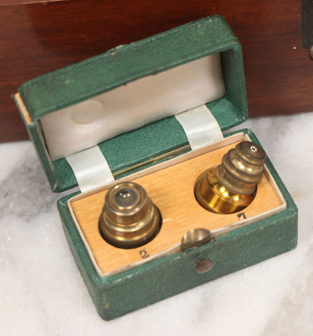 Lot 066 - Antique French Brass Microscope With Case And Contents, Manufactured By C. Verick, Paris, Circa 1885, Missing Note Parts, Many Loose Parts In Box