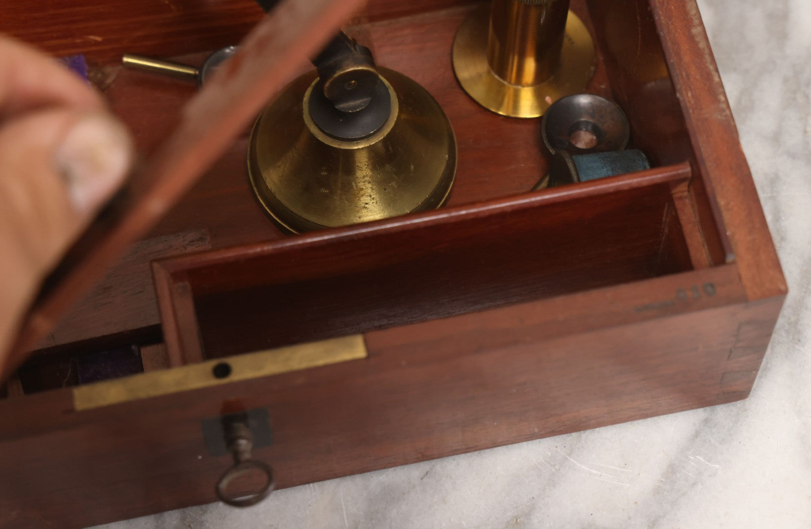 Lot 066 - Antique French Brass Microscope With Case And Contents, Manufactured By C. Verick, Paris, Circa 1885, Missing Note Parts, Many Loose Parts In Box