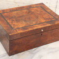 Lot 068 - Antique Burl Wood Inlaid Rectangular Box With Keyhole