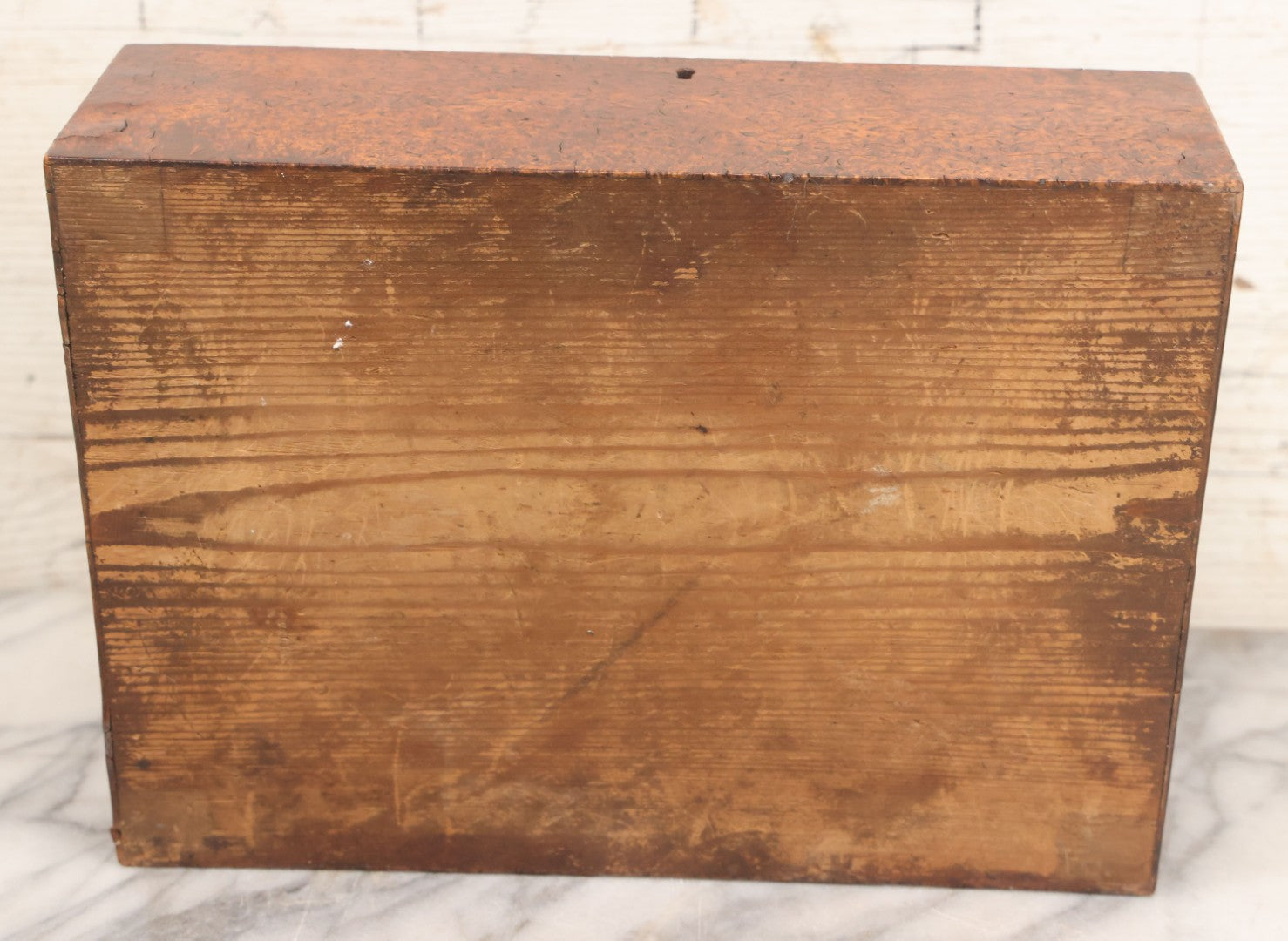 Lot 068 - Antique Burl Wood Inlaid Rectangular Box With Keyhole