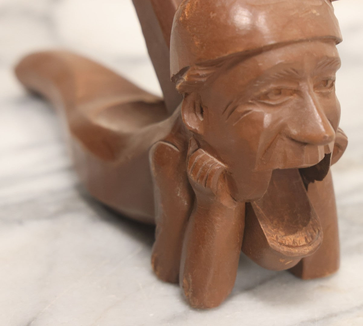 Lot 070 - Antique Hand Carved Wooden Nutcracker In Form Old Man In Sleep Cap Resting On Shoulders