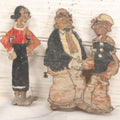 Lot 072 - Pair Of Vintage Folk Art Scroll Cut Wood Hand Painted Figurines Of Popeye, Olive Oyl, As Found